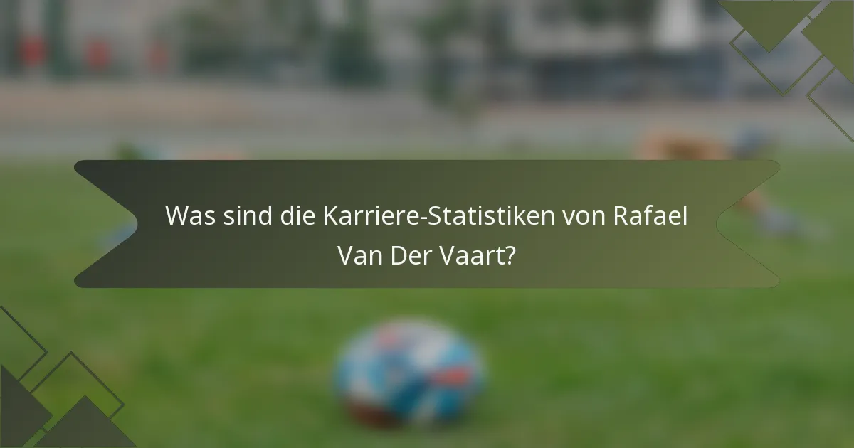 Was sind die Karriere-Statistiken von Rafael Van Der Vaart?