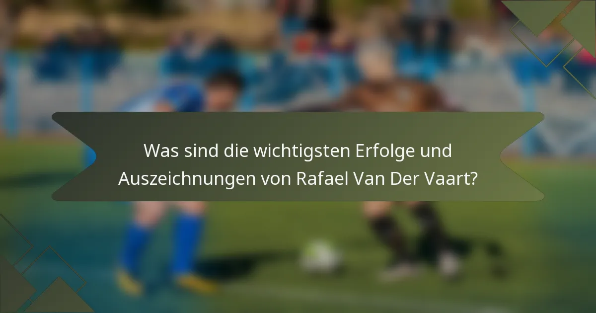 Was sind die wichtigsten Erfolge und Auszeichnungen von Rafael Van Der Vaart?