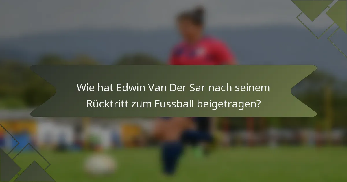 Wie hat Edwin Van Der Sar nach seinem Rücktritt zum Fussball beigetragen?