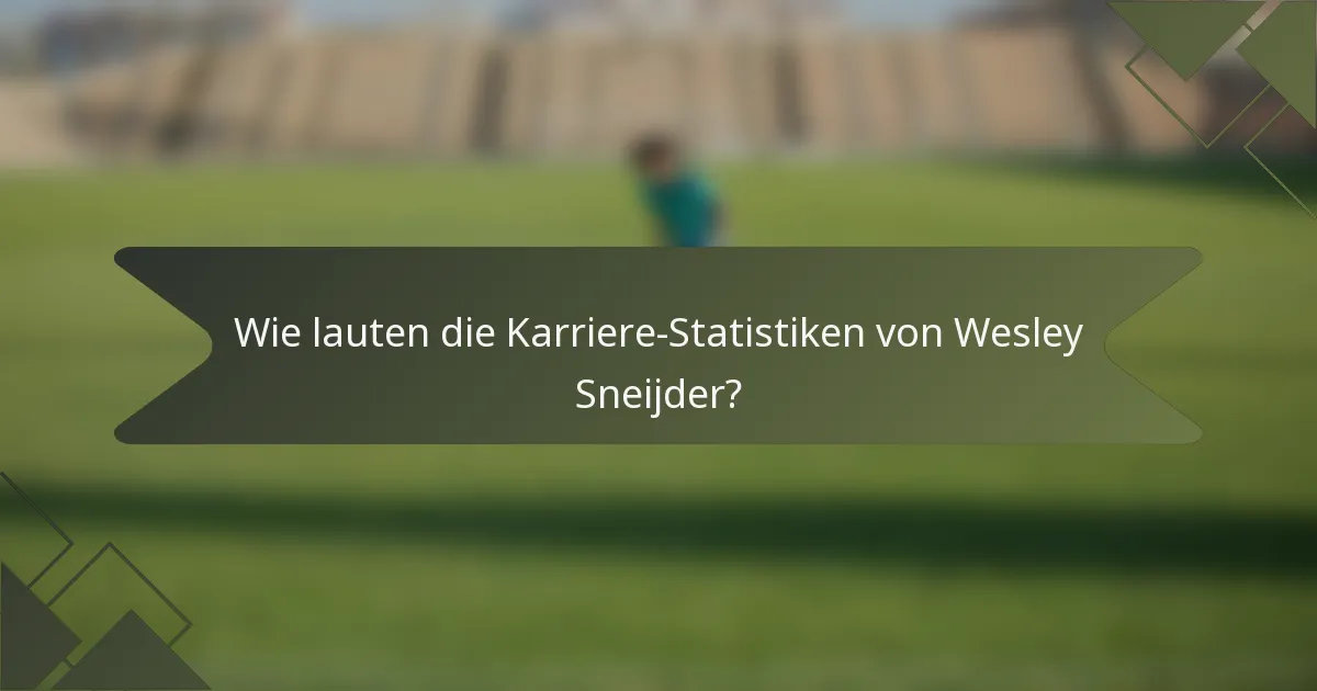 Wie lauten die Karriere-Statistiken von Wesley Sneijder?