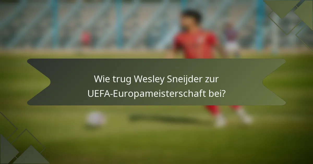 Wie trug Wesley Sneijder zur UEFA-Europameisterschaft bei?